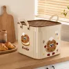 Cream-colored square PP material covered storage box for bedroom desktop organization details Picture